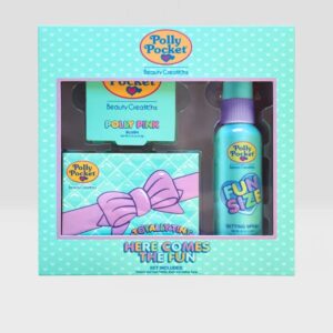 Polly Pocket X Beauty Creations y Set De Paleta De Sombras, Spray Fijador Y Rubor