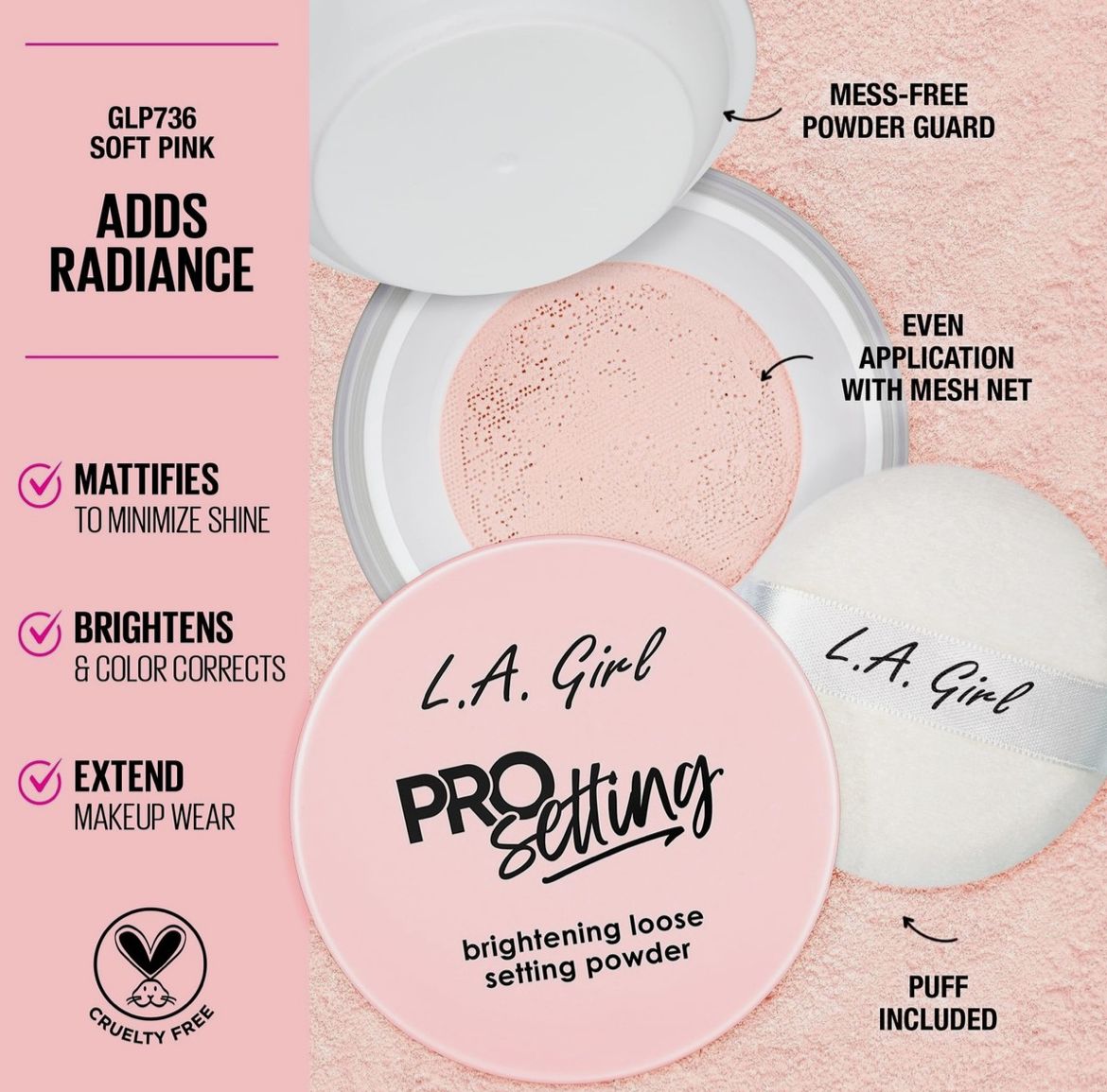 Polvo suelto L. A.Girl Pro.Setting, rosa suave GLP736 - Image 3